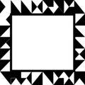 Geometric black and white triangle pattern frame with blank center Royalty Free Stock Photo