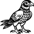 Bold black and white hawk illustration with defined lines Royalty Free Stock Photo