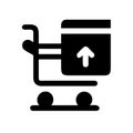 Online Order Delivery: Shopping Cart Icon with Box and Upward Arrow Royalty Free Stock Photo