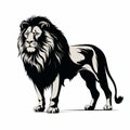 Bold Black And White Lion Tattoo Design On White Background