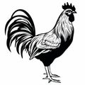 Bold Black And White Rooster Vector Illustration In Raynald Leclerc Style
