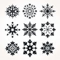 Bold Black And White Snowflake Set On White Background Royalty Free Stock Photo