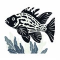Bold Black And White Tropical Fish Illustration