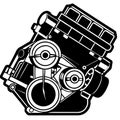 V-Engine Black and White Vector Icon Royalty Free Stock Photo