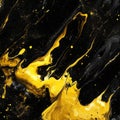 Bold black and yellow abstract paint strokes on canvas Royalty Free Stock Photo