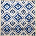 Bold Blue And White Rug With Intricate European Symbolism