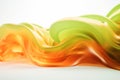 Vibrant Twisted Waves: Minimalist 3D Render in Bright Orange and Chartreuse Gree