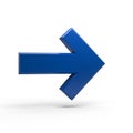 Bright Blue 3D Arrow Pointing to the Right on a White Background direction forward Royalty Free Stock Photo