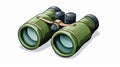 Bold And Cartoonish Green Binoculars: 1940s-1950s Style Lithographs Royalty Free Stock Photo
