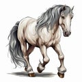 Bold Character Design: A Digital Painting Of A Majestic Grey Horse