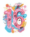 bold and cheerful number 16 with a bubbly hand-drawn font style, lively multicolored pastel shades creating a fun and dynamic