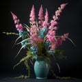 Bold Chromaticity A Dramatic Liatris Arrangement In Teal And Pink Royalty Free Stock Photo