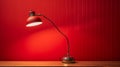 Bold Chromaticity: A Stunning Red Lamp In A Captivating Study Royalty Free Stock Photo