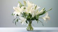 Bold Chromaticity: A Symmetrical Arrangement Of White Lilies In A Vase