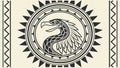 Bold Circular Emblem with Stylized Eagle and Tribal Patterns, vector design Generative AI Royalty Free Stock Photo