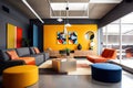 bold color blocks and contrasting textures create striking look in interior design