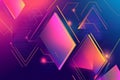 A bold, colorful abstract background featuring dynamic geometric patterns. Sharp-edged neon
