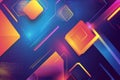 A bold, colorful abstract background featuring dynamic geometric patterns. Sharp-edged neon