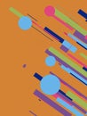 Bold and colorful abstract design with a mix of circular and rectangular shapes. Ideal for posters, banners.