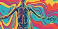 Bold and colorful abstract representation of human musculoskeletal system , concept of Anatomy exploration