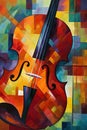 Bold and Colorful Cubist Painting of a Musician or Musical Instrument. Perfect for Posters and Web Design.