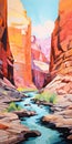 Bold And Colorful Grand Canyon River Painting