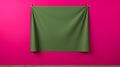 Bold And Colorful Green Fabric Hanging On Pink Wall 3d Rendering