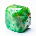 Bold And Colorful Green Jade Block With Chrysoprase Stone On White Background