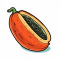 Bold And Colorful Papaya Fruit Vector Illustration