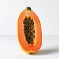 Bold And Colorful Papaya Fruit On White Background