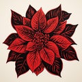 Bold And Colorful Red And Black Poinsettia Flower Vector Royalty Free Stock Photo