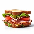 Bold And Colorful Sandwich On White Background