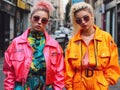 Bold and colorful streetwear fashion created with Generative AI