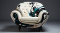 Bold And Colorful Swirly Armchair With Art Deco Flair