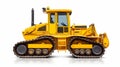 Bold And Colorful Yellow Bulldozer Illustration On White Background