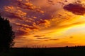 Bold colours of vivid Saskatchewan sunset Royalty Free Stock Photo