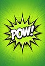Bold Comic Style Pow Explosion With Vibrant Green Burst For Dynamic Pop Art Designs Royalty Free Stock Photo