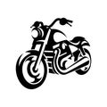 bold cruiser motorcycle silhouette black white vector with dynamic front side view Royalty Free Stock Photo