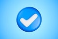 Bold 3D glossy blue circle checkmark icon for approval or acceptance Royalty Free Stock Photo