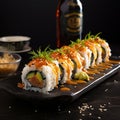Bold And Delicious Sushi Roll With Sweet Sauce