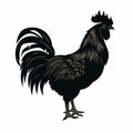 Bold And Dignified: A Black Rooster In Monochromatic Imagery