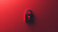 Bold display of a computer password on a solid dark red background without shadows