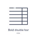 Bold double bar icon from music and media outline collection. Thin line bold double bar icon isolated on white background Royalty Free Stock Photo