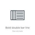 Bold double bar line icon. Thin linear bold double bar line outline icon isolated on white background from music and media