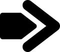 Bold double black arrow pointing right, symbolizing dynamic progress and forward movement. This graphic element conveys