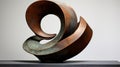 Bold And Dramatic Copper Spiral Sculpture Inspired By Henry Moore