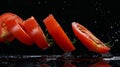 Bold and Dynamic: The Astonishing Aerial Dance of 5 Flying Tomato Slices in