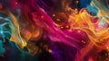 Bold and dynamic colors entwine and explode in a psychedelic array of abstract beauty