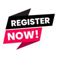 A bold and eye-catching graphic with a call to action to register now immediately online Royalty Free Stock Photo
