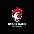 Logo of rooster head and shield Royalty Free Stock Photo